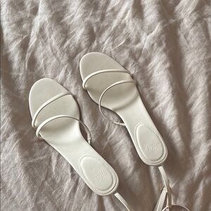 H&M White Kitten Heels with Ankle Strap
